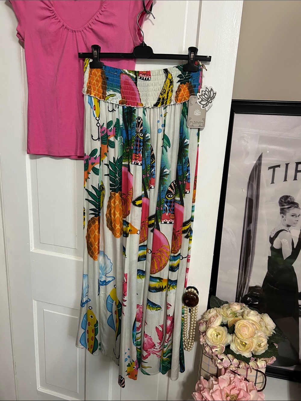 NWT • TRUE DESTINATIONS • Wide-Leg Tropical Print Pineapple Palazzo Pants - Picture 12 of 13